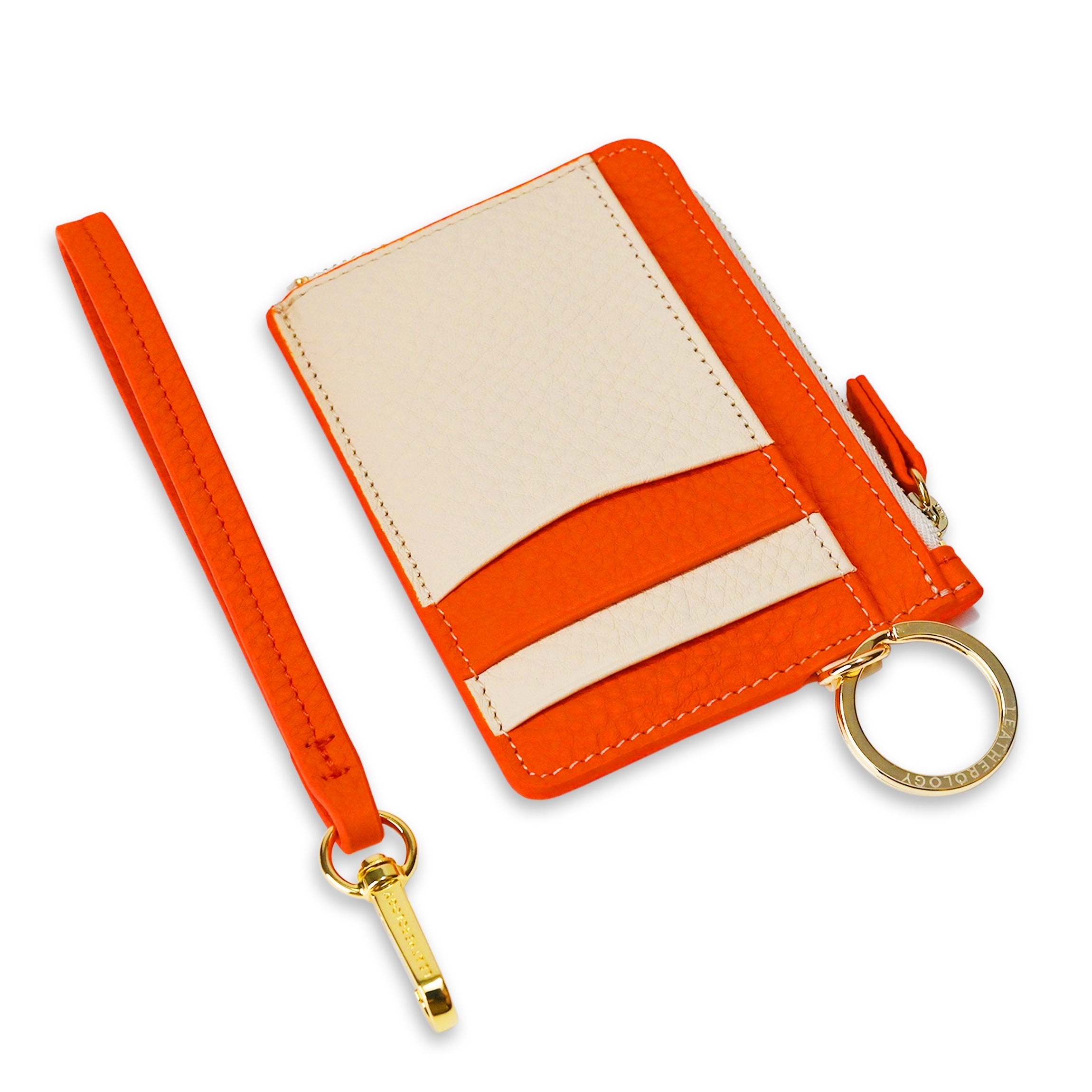 Devon Wristlet Wallet in Clementine & Sand Stripe - Stylish Crossbody Phone Purse for Women, Perfect for Shopping, Travel and Everyday Use