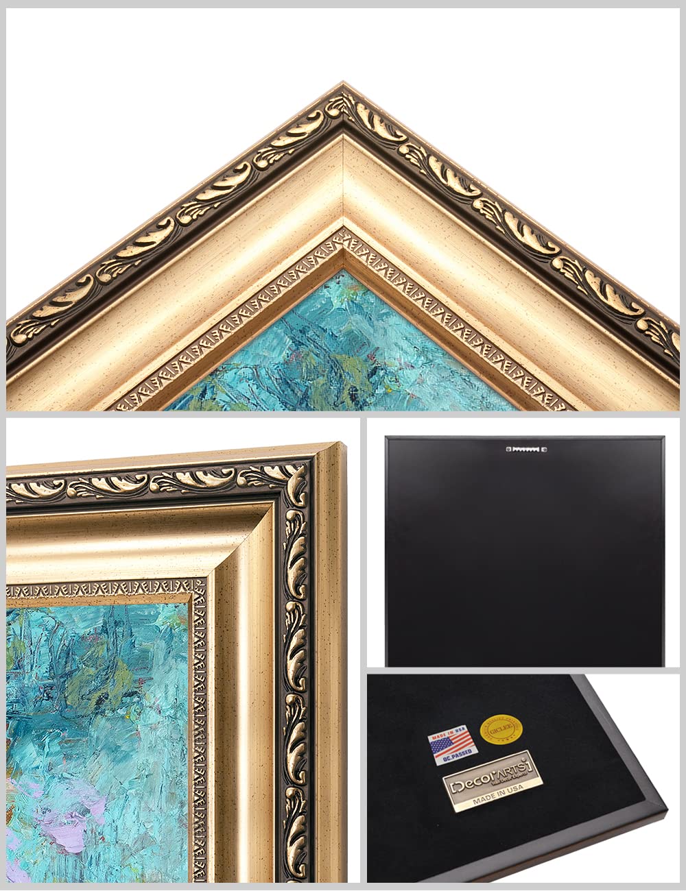 DECORARTS - 'After The Rain' by David Ma - Floral Abstract Wall Art Print in Classic Golden Frame (22