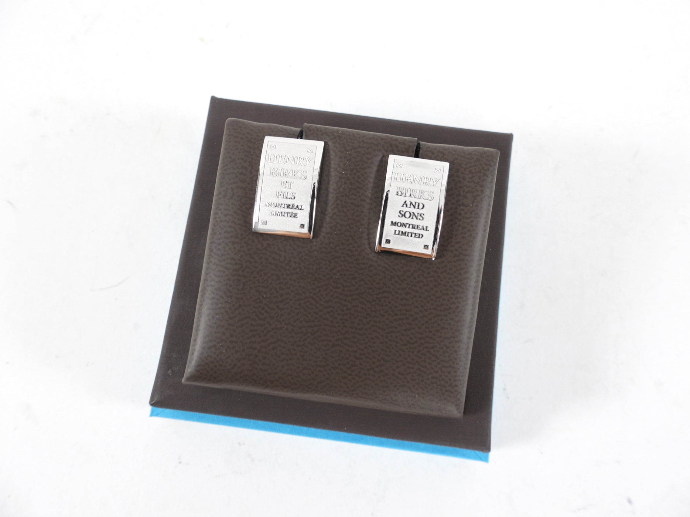 Birks Sterling Silver Logo Plaque Cufflinks for Men - Elegant Dress Accessories for Weddings, Business & Formal Events