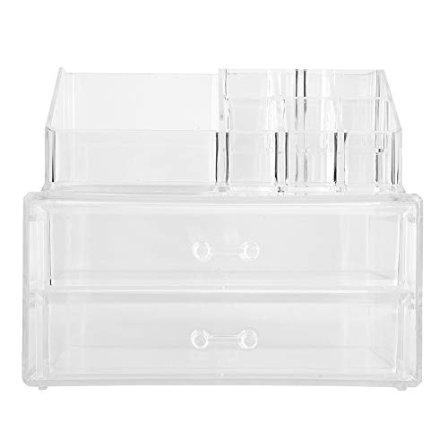 Large Capacity Cosmetic Storage Box with Two Drawers - Makeup Brush Organizer & Pen Holder for Vanity, Bathroom, Office | Perfect for Students & Professionals