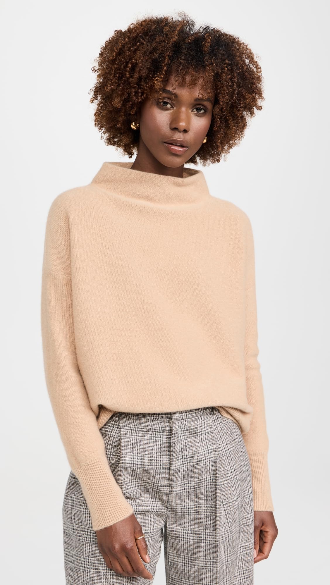 Vince Women's Boiled Wool Funnel Neck Pullover Sweater - Cozy Winter Knitwear for Casual Outfits & Office Wear