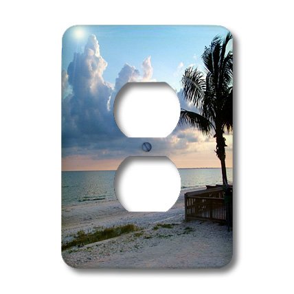 3D Rose Beach View 2 Plug Outlet Cover - Decorative Electrical Outlet Cover for Home, Kitchen, Bathroom - Coastal Themed Wall Plate for Beach House Decor