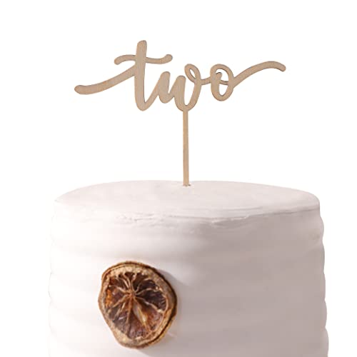 Wood Cake Toppers Two Year Sign