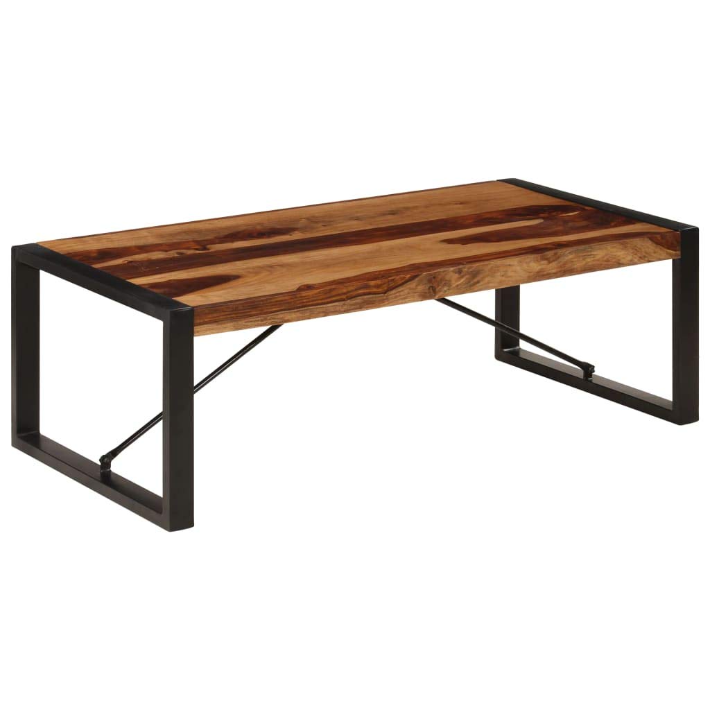 Vintage Solid Wood Coffee Table with Metal Frame - 47.2