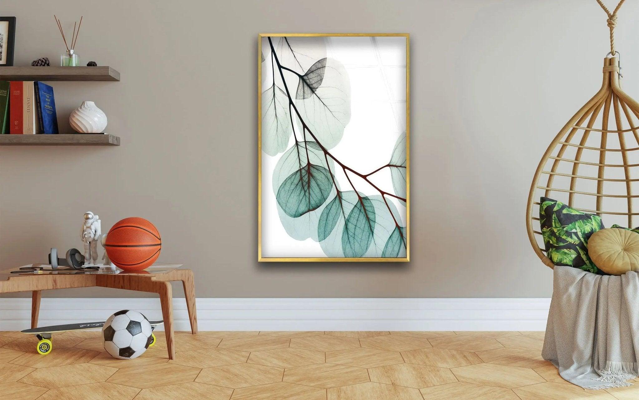 Albert Koetsier Xray Eucalyptus Glass Wall Art - Modern Botanical Decor for Living Room, Bedroom & Office - Unique Home Decor Gift Idea