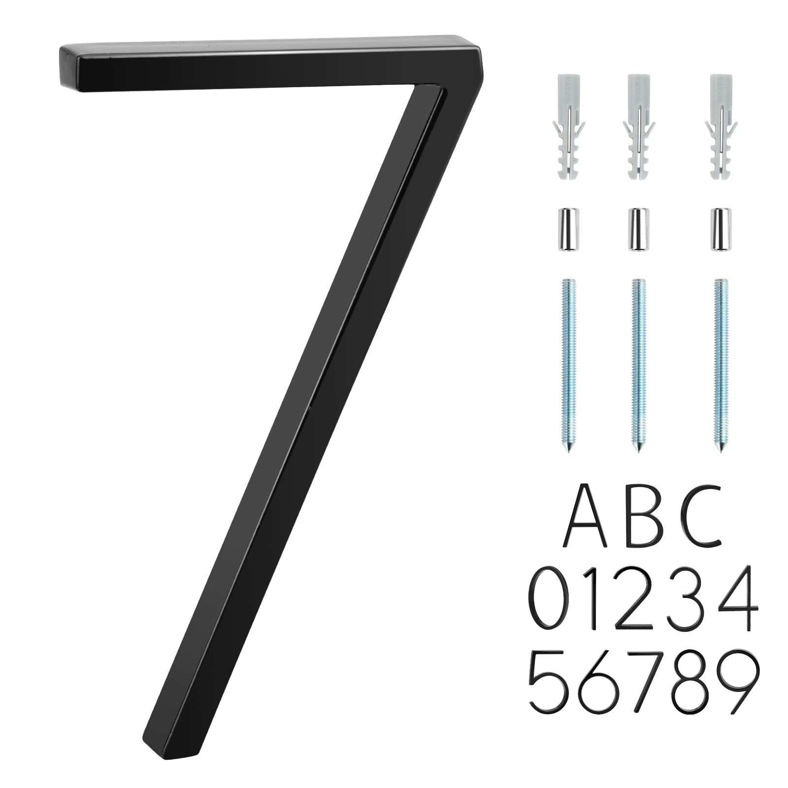 5 Inch Modern Floating House Numbers - Black Floating Mount for Address Sign (Set of 7) | Weatherproof Outdoor Home Decor for Mailbox, Front Door & Driveway Visibility