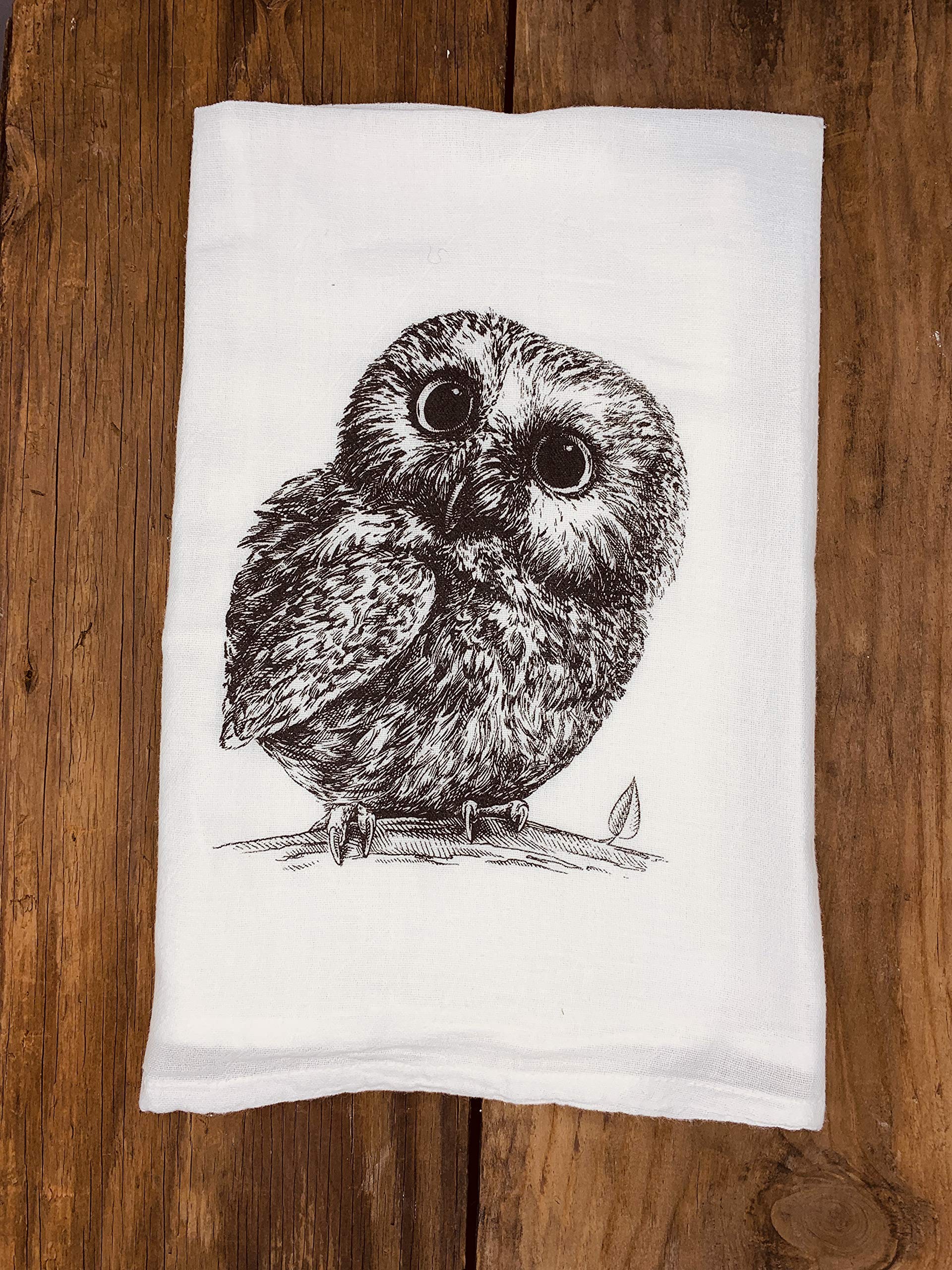 Vintage Woodland Baby Owl Tea Towel - Absorbent Kitchen Towel for Dish Drying & Decor - Perfect Mother’s Day Gift for Home & Kitchen Use