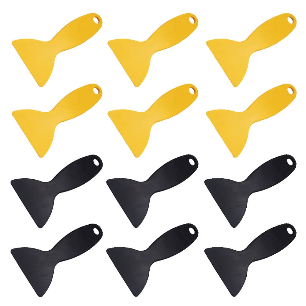 12 Pcs Plastic Putty Knife Set - Wall Repair, Drywall Scraper & Air Bubble Remover Tool for Home Improvement, DIY Projects, Wallpaper Installation and Sticker Application