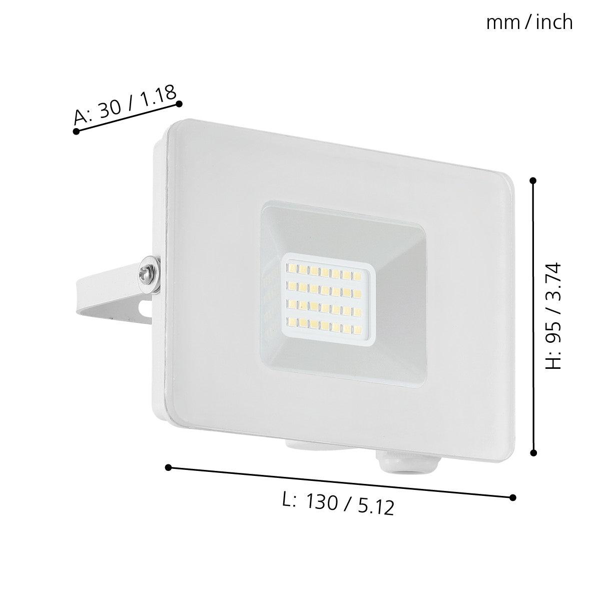 Eglo Faedo 3 White IP65 LED Outdoor Flood Light 21W - Waterproof Bright Security Lighting for Garden, Patio, and Driveway