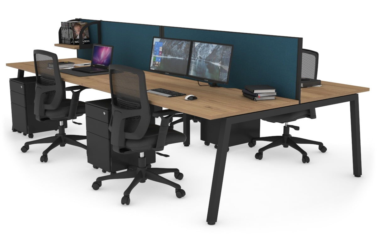 Quadro 4-Person Office Workstation Desk - 1200L x 800W with Cable Management Scallop - Perfect for Collaborative Workspaces, Team Meetings & Open Office Environments