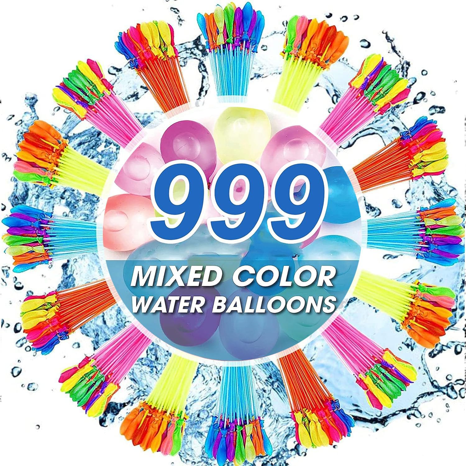 Quick Fill Water Balloons for Summer Fun - 999 Pack for Kids and Adults - Perfect for Backyard Parties, Pool Games, and Outdoor Water Fights