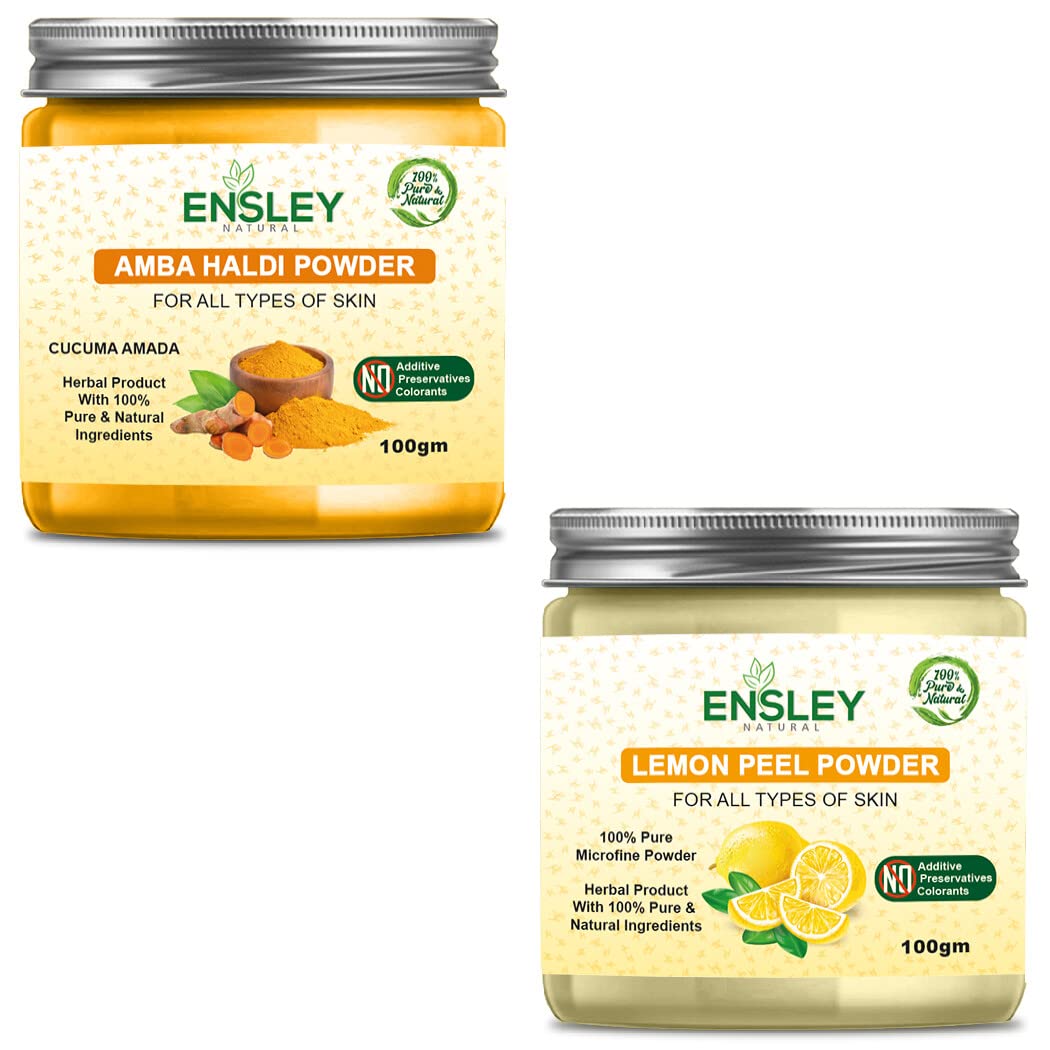 Organic Amba Haldi Powder & Lemon Peel Powder Combo Pack - 2x100g | Pure Turmeric & Citrus Blend for Cooking, Skincare & Ayurvedic Remedies | Gluten-Free, Vegan-Friendly Spice Mix for Curry, Tea & Face Masks