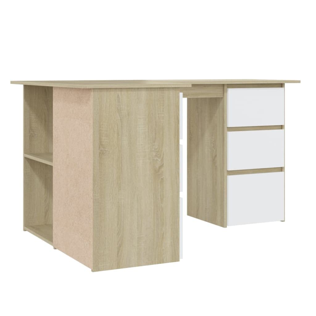 Modern Corner Desk with 4 Drawers & 4 Shelves (2 with Doors) - 57.1