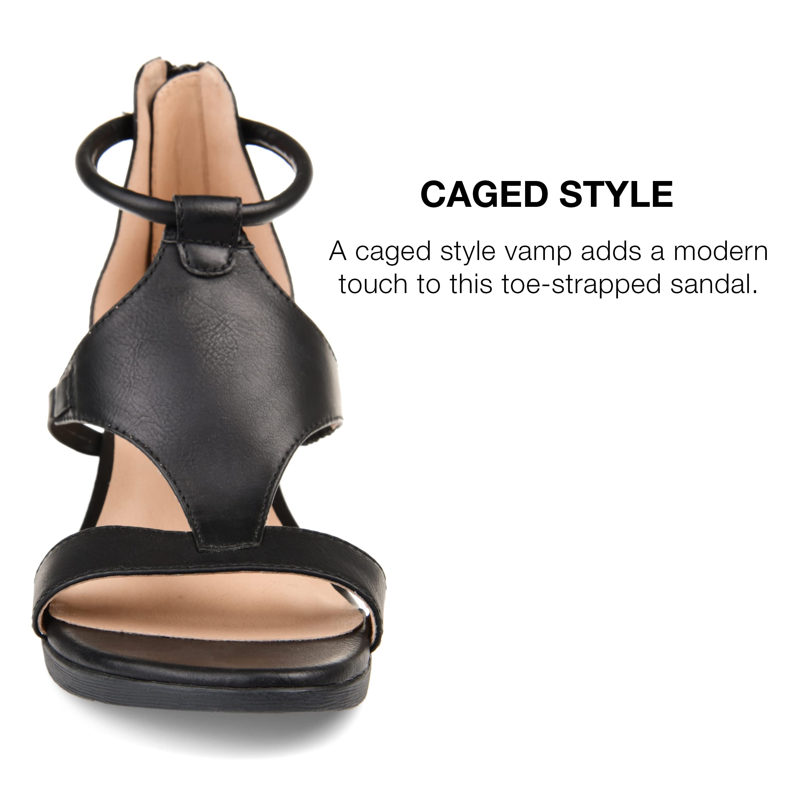 Journee Women's Trayle Wedge Sandals - Comfortable Wide Width (7.5) in Black | Perfect for Summer, Beach, and Casual Outings