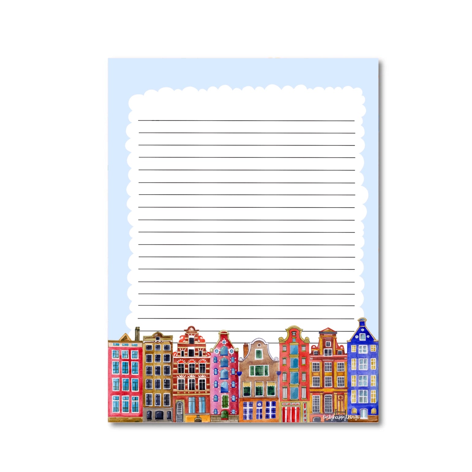 Buildings of Amsterdam Notepad A5 - Vintage Cityscape Design for Journaling, Sketching & Note Taking - Perfect for Travelers, Artists & Office Use