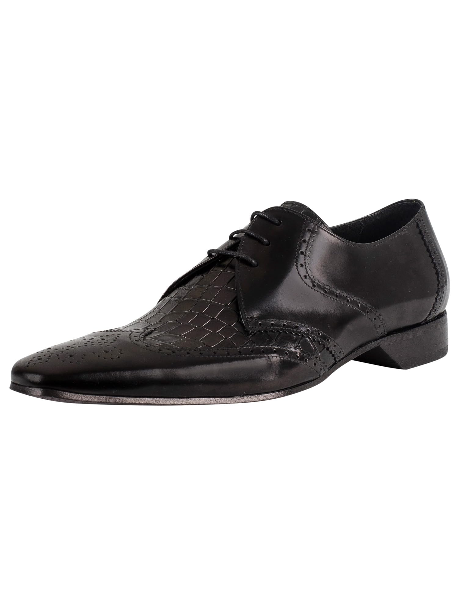 Premium Men's Genuine Leather Derby Dress Shoes - Classic Black Oxford Style for Business, Office & Formal Occasions