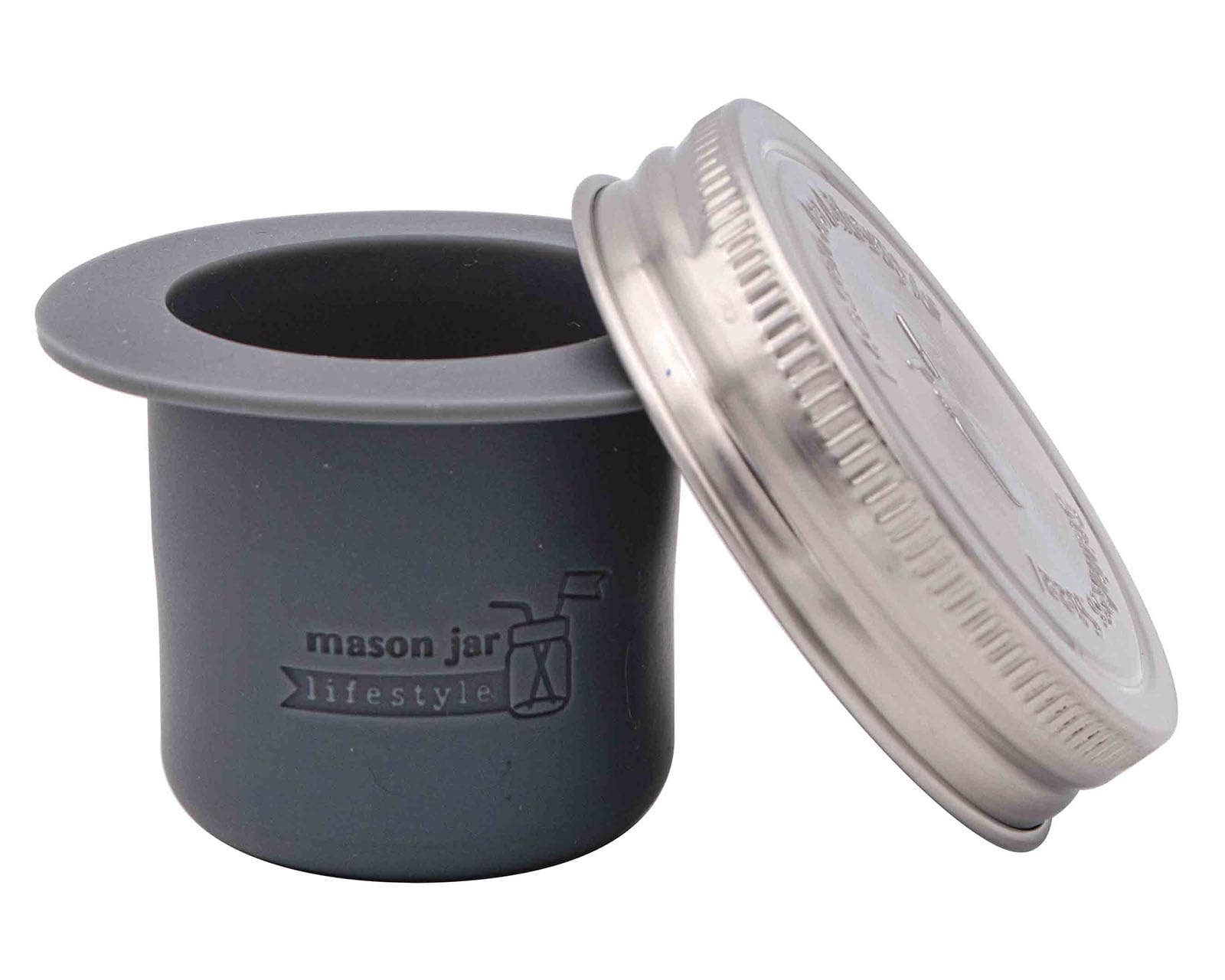 Eco-Friendly Mason Jar Bento Lunch Container - Plastic-Free Divider Cup for Salads, Dips & Snacks (Charcoal Gray, Regular Mouth) | Perfect for Meal Prep, Picnics & Office Lunches