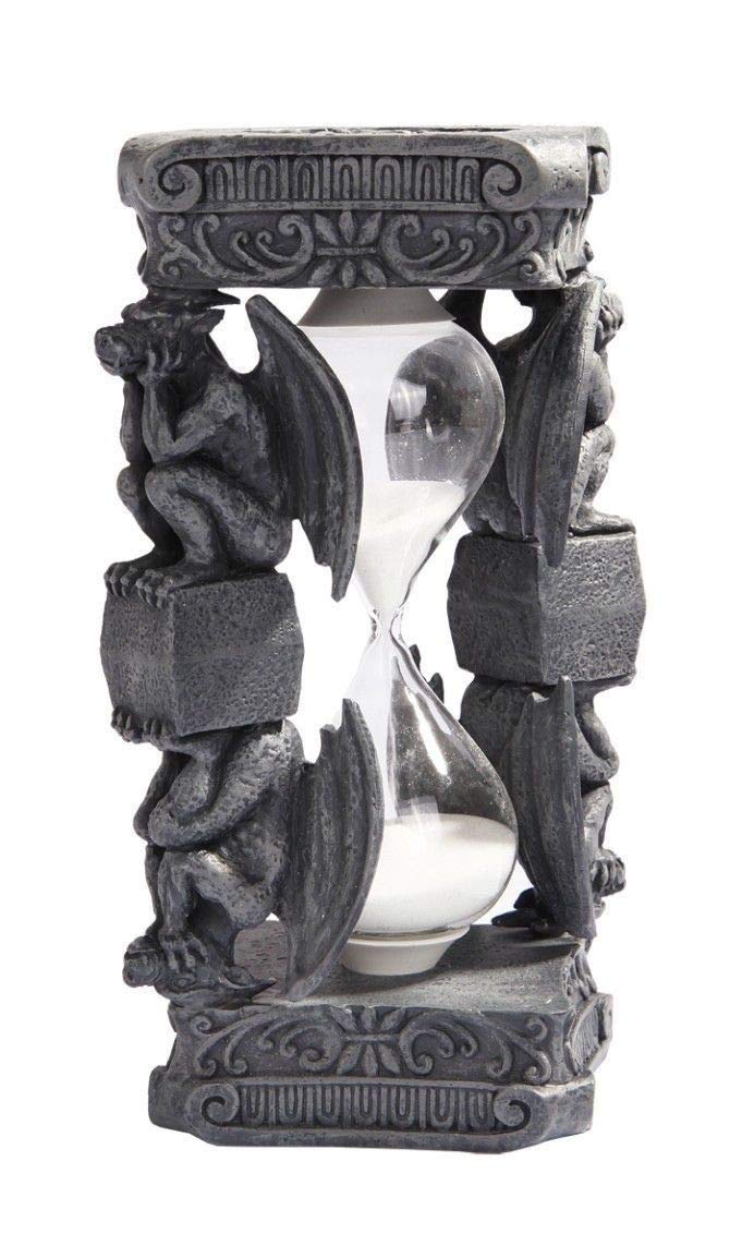 Winged Gargoyle Figurine with Sand Timer - Gothic Stone-Like Statue for Office & Home Decor | Perfect for Bookshelf, Desk, and Gothic Theme Decorations
