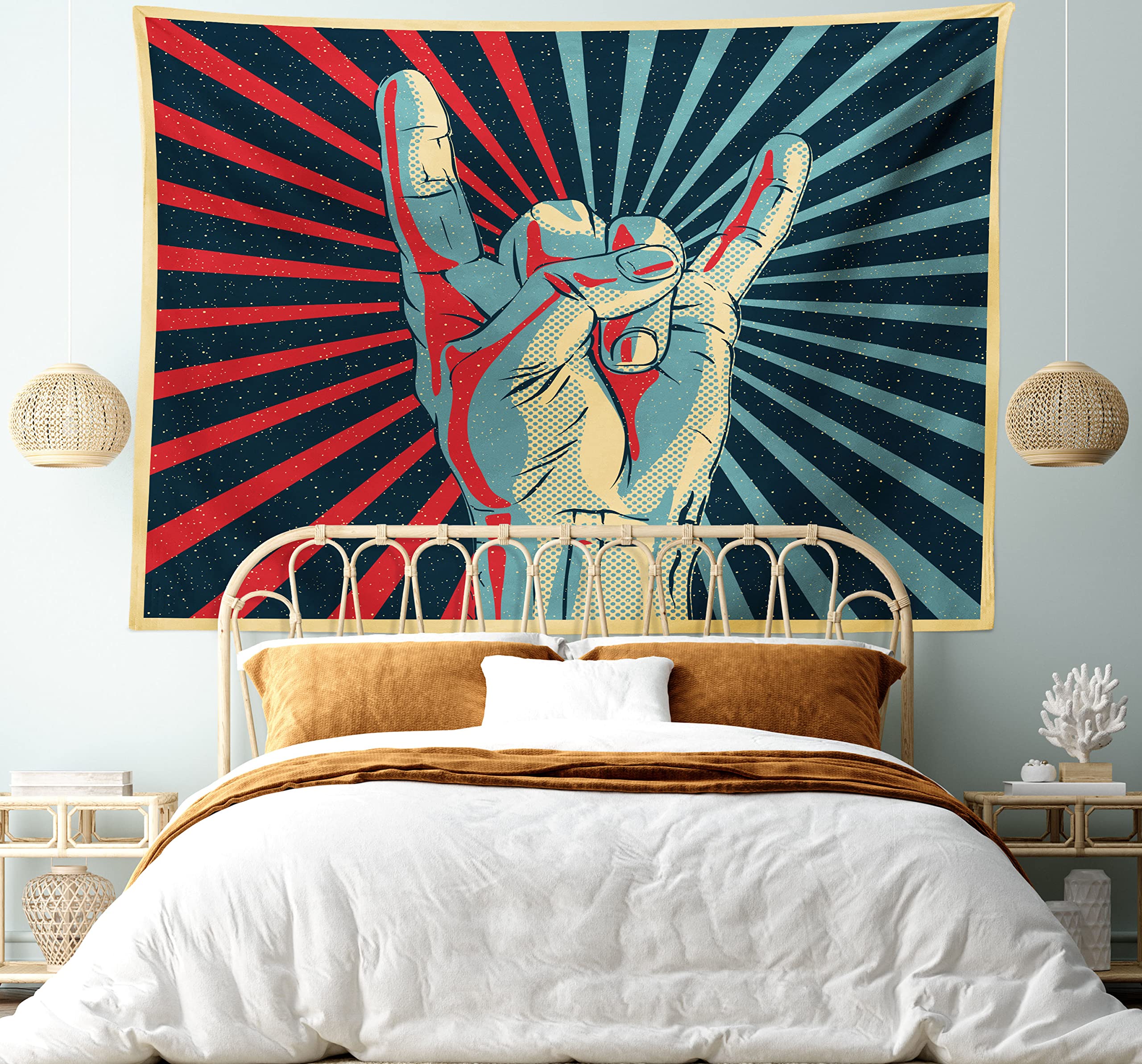 Ambesonne Rock Music Tapestry - Heavy Metal Wall Art for Bedroom & Dorm Decor