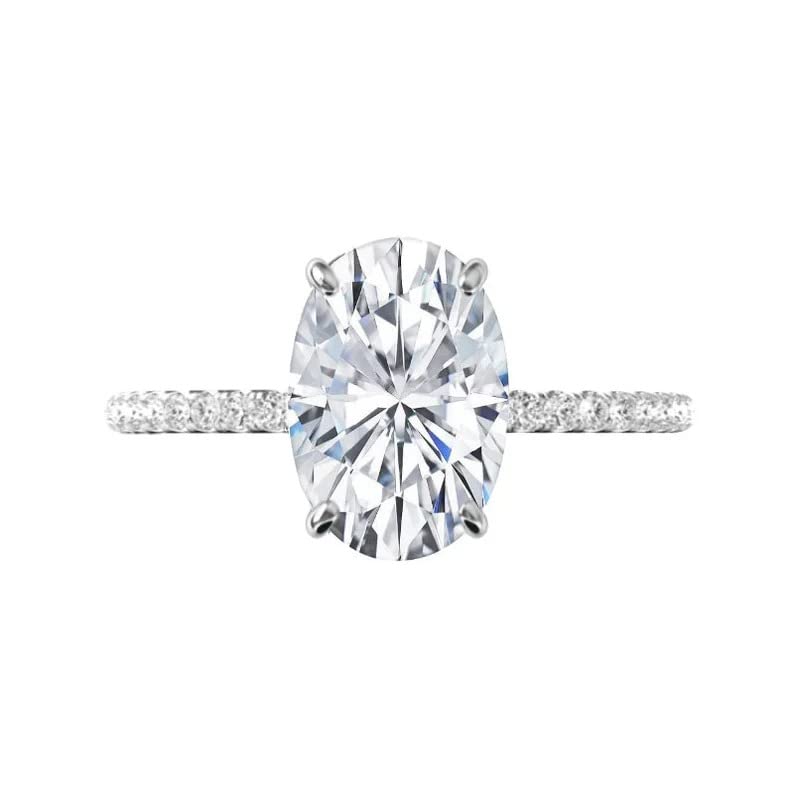 4 CT Oval Moissanite Engagement Ring Set - Vintage Halo Wedding Band, Anniversary Solitaire Promise Ring for Women - Perfect for Proposals, Bridal Jewelry & Special Occasions