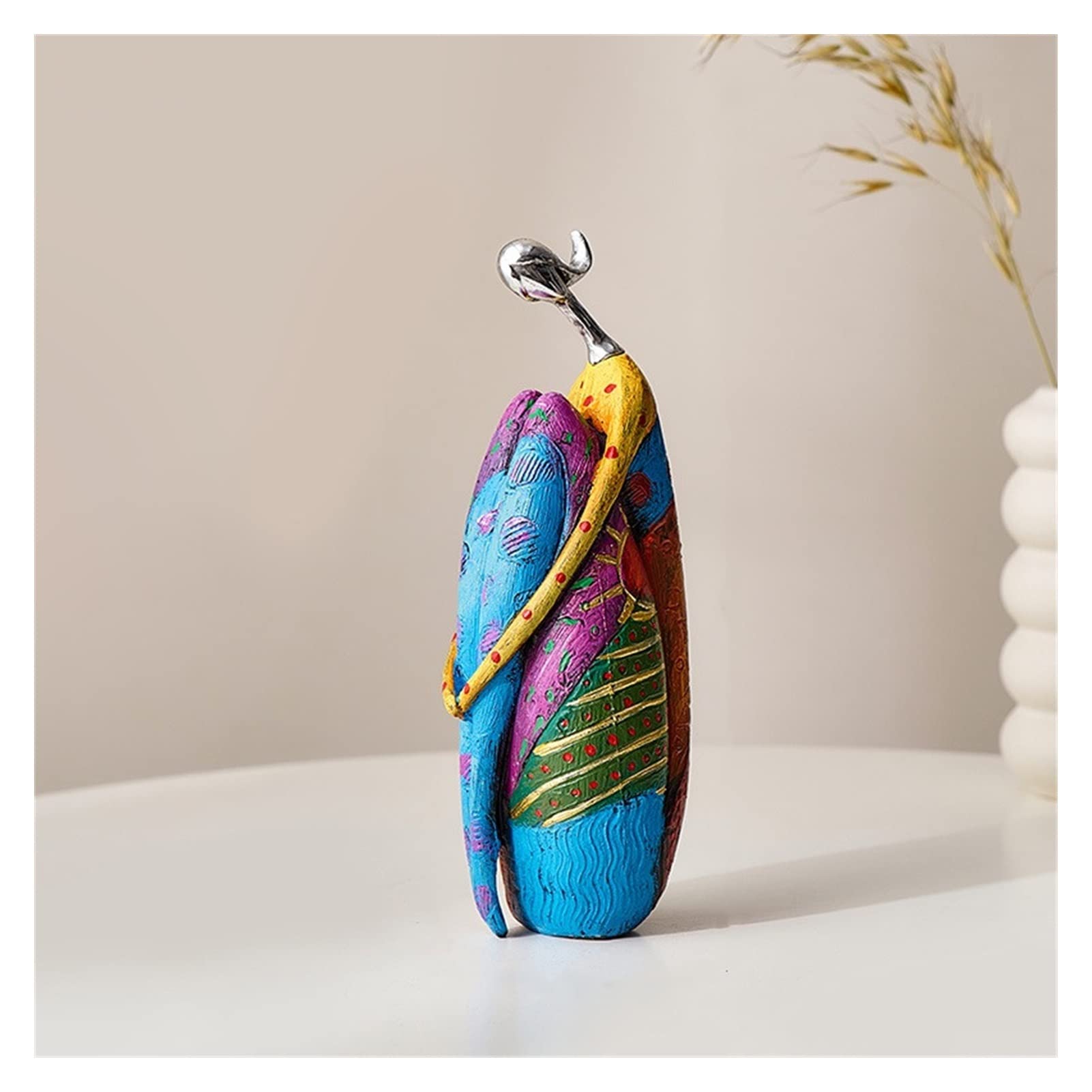 Abstract Woman Statue - Multicolor Resin Art Sculpture for Nordic Home Decor, Office Desk Accessory & Gift Idea | Modern Figurine for Living Room, Bedroom & Workspace Decorations
