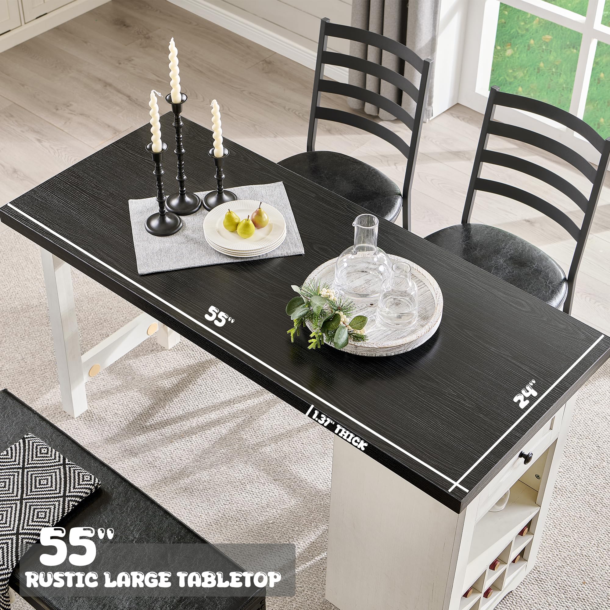 Farmhouse Dining Table Set for 4 - 55