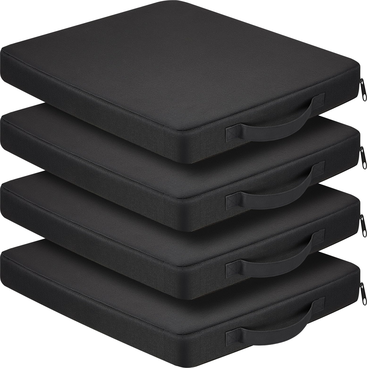 4 Pack Stadium Seat Cushion with Handle - Portable Bleacher Cushion for Sports Events, Outdoor Concerts, Camping & Hiking - Waterproof Padded Seat for Chairs, Beaches, Fishing & Picnics (Black) - Perfect for Football Games, Baseball Matches, Park Outings and Tailgating
