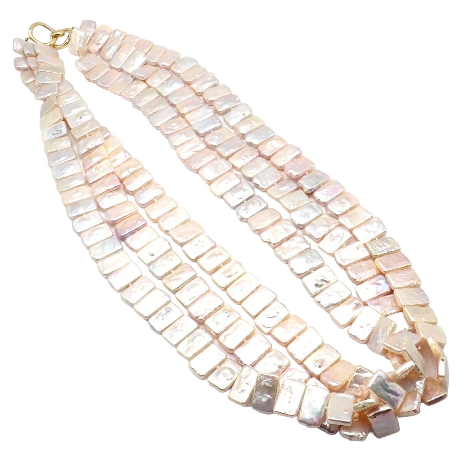 Angela Cummings 18k Yellow Gold Mother of Pearl Three Row Necklace | Vintage 1984 Jewelry | Luxury Statement Piece for Evening Wear & Special Occasions