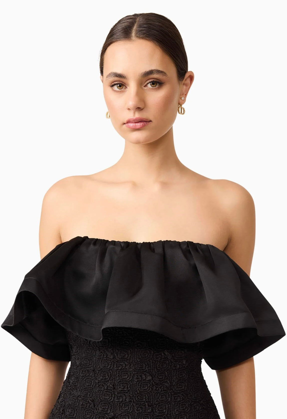 Strapless Black Midi Dress for Women - Elegant Dandelion Print Summer Dress for Beach, Party & Date Night