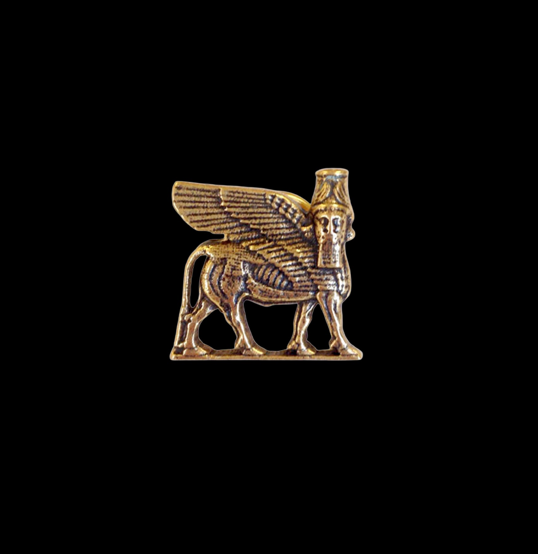 Lamassu Pin - Ancient Mesopotamian Winged Bull Amulet for Jewelry, Fashion & Spiritual Protection | Perfect for Necklaces, Bracelets & Gift Giving