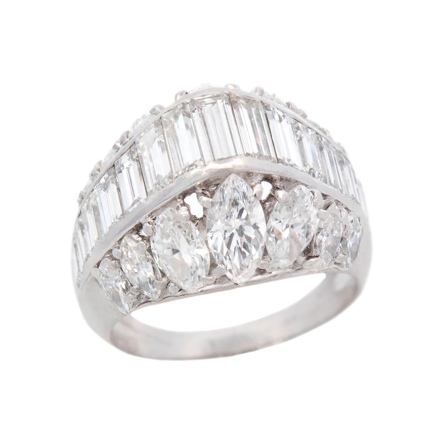 Vintage Cartier Platinum Diamond Pyramid Ring for Women - Luxury Statement Jewelry for Weddings, Anniversaries & Special Occasions