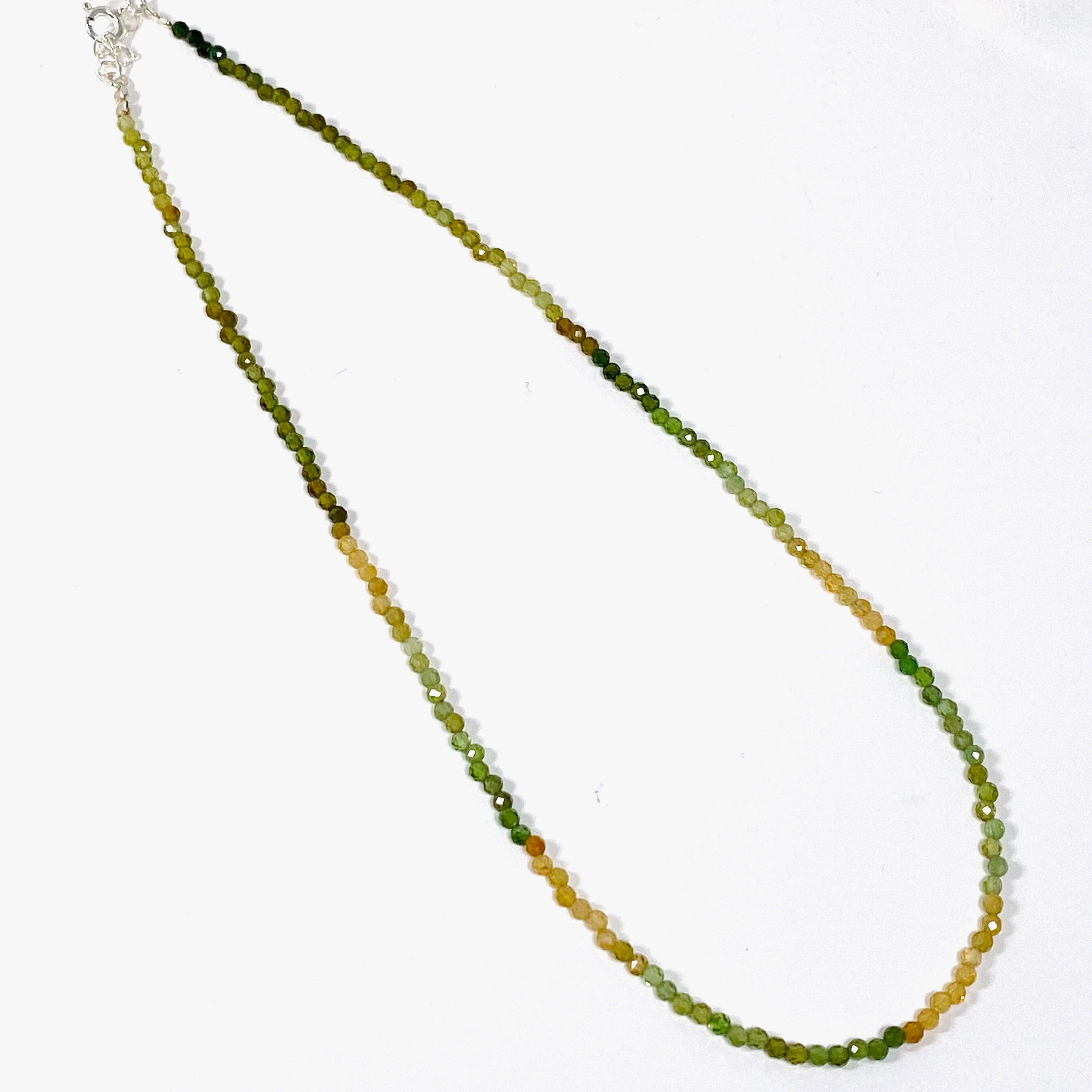 Green and Yellow Tourmaline Micro Bead Necklace - Elegant Handmade Jewelry for Women, Gift for Her, Perfect for Parties & Special Occasions