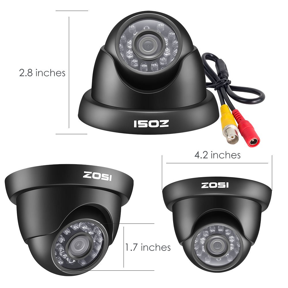 ZOSI 4 Pack 720P HD TVI Security Camera System with 65ft Night Vision - Outdoor/Indoor CCTV Surveillance Cameras for Home & Business Security | Perfect for Monitoring Driveways, Backyards & Offices