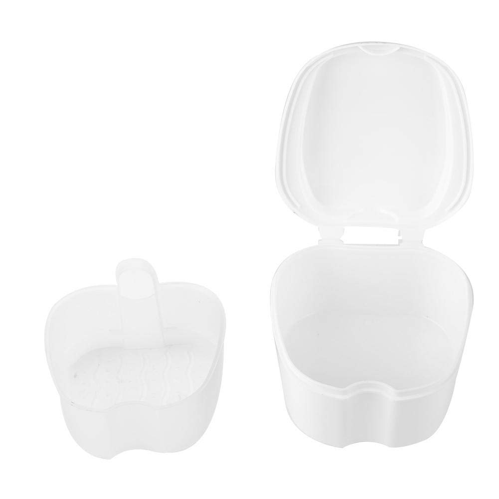 Premium Retainer Case & Denture Storage Box - Portable False Teeth Container for Travel, Home & Night Use (White) - Ideal for Dentures, Retainers & Aligners