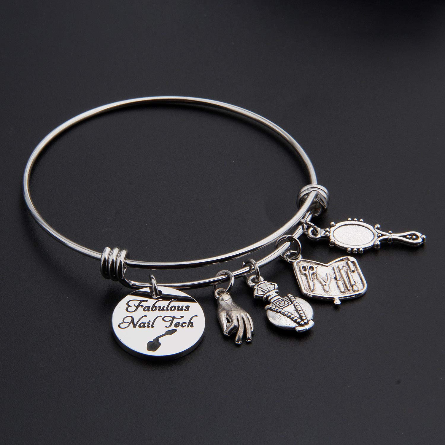 Lywjyb Birdgot Nail Tech Charm Bracelet - Perfect Gift for Nail Artists, Beauticians & Manicurists - Graduation Jewelry for Nail Technicians - Ideal for Salons, Spa Days & Professional Use