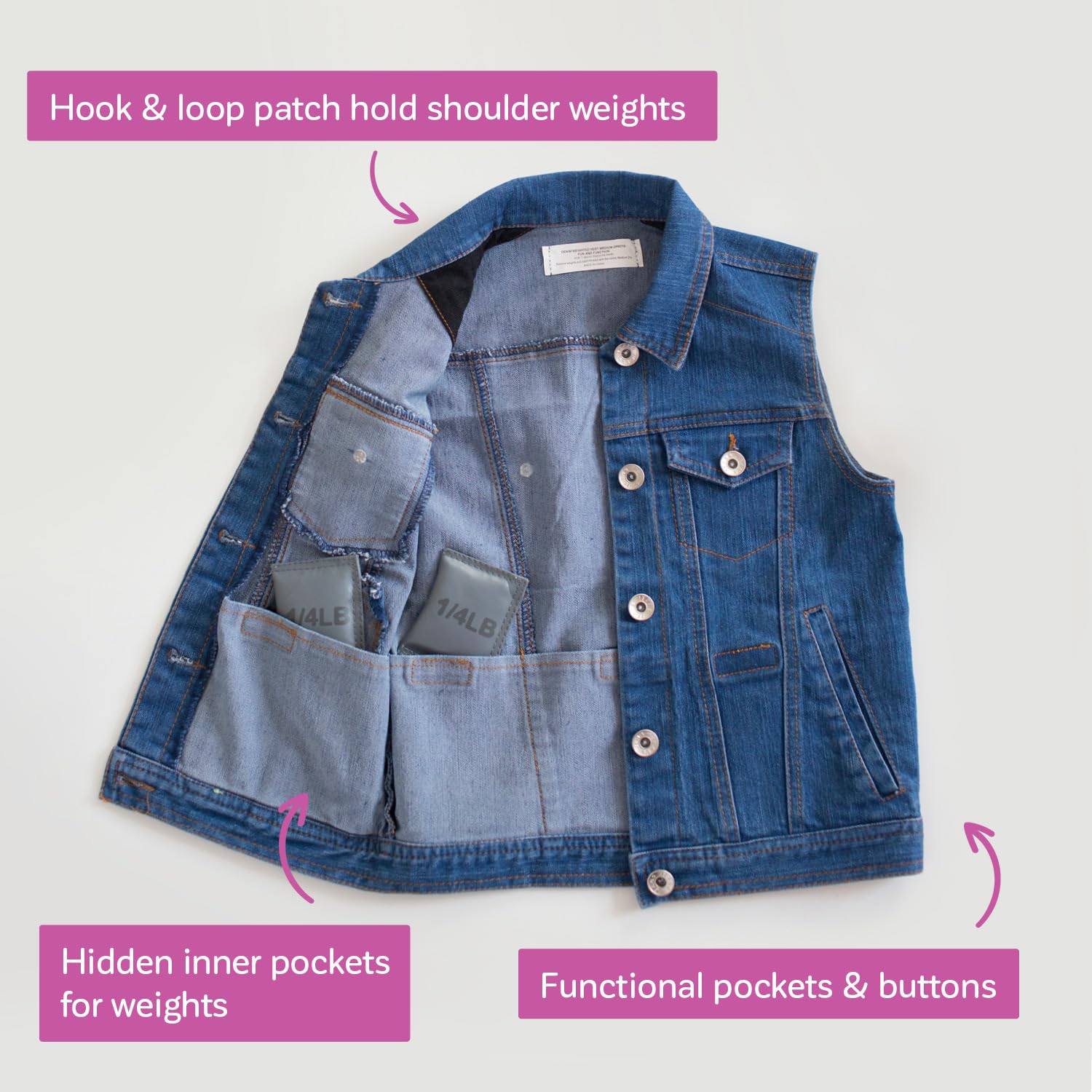 Kids Weighted Vest for Sensory Needs - Soothing Denim Weighted Vest for Children with Autism, ADHD & Anxiety - Large Size for Comfort & Focus - Perfect for School, Therapy & Home Use