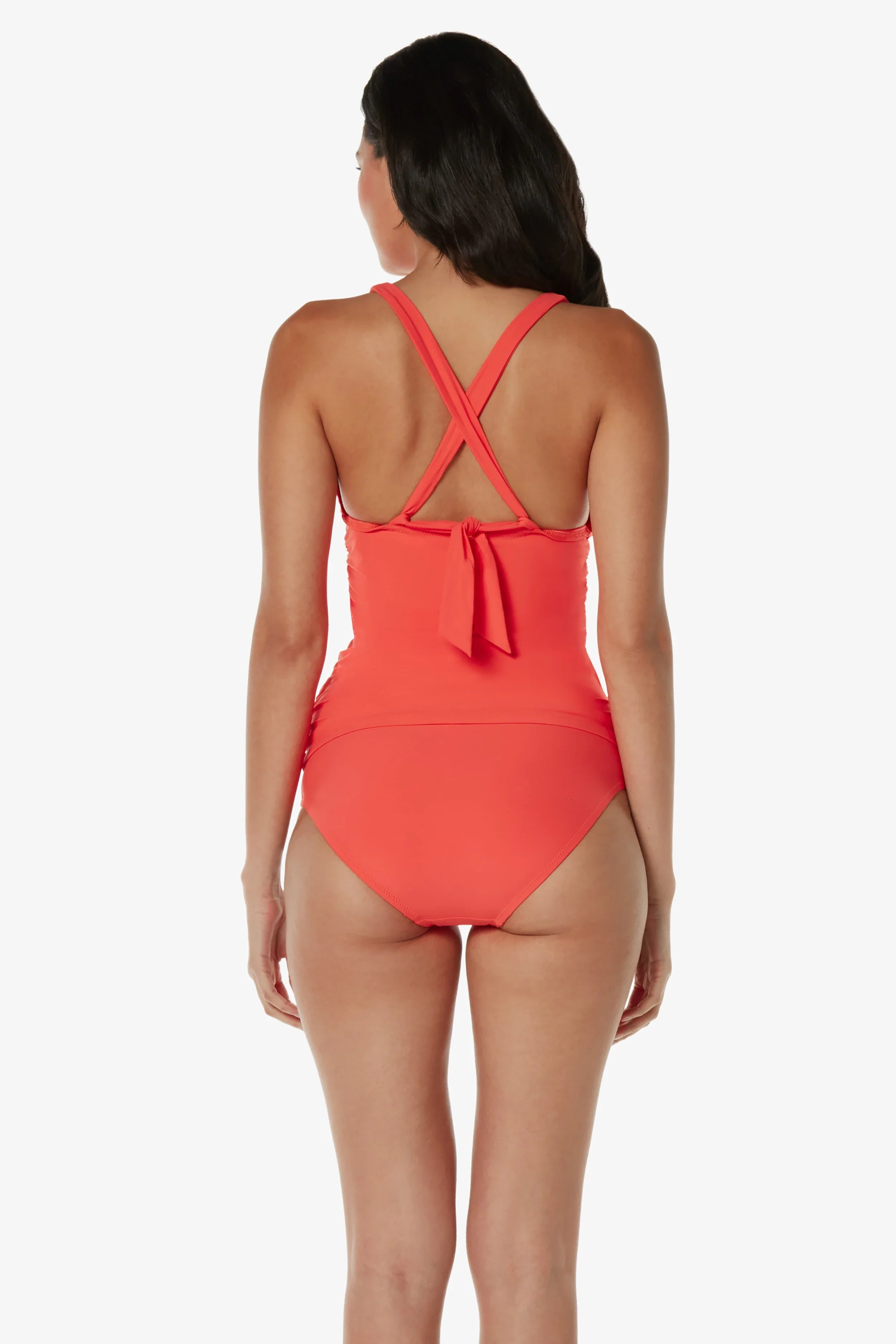 Women's Convertible Tankini Swimsuit Top with Adjustable Straps - Coral Color | Beachwear, Poolside, Vacation, Summer Swimwear