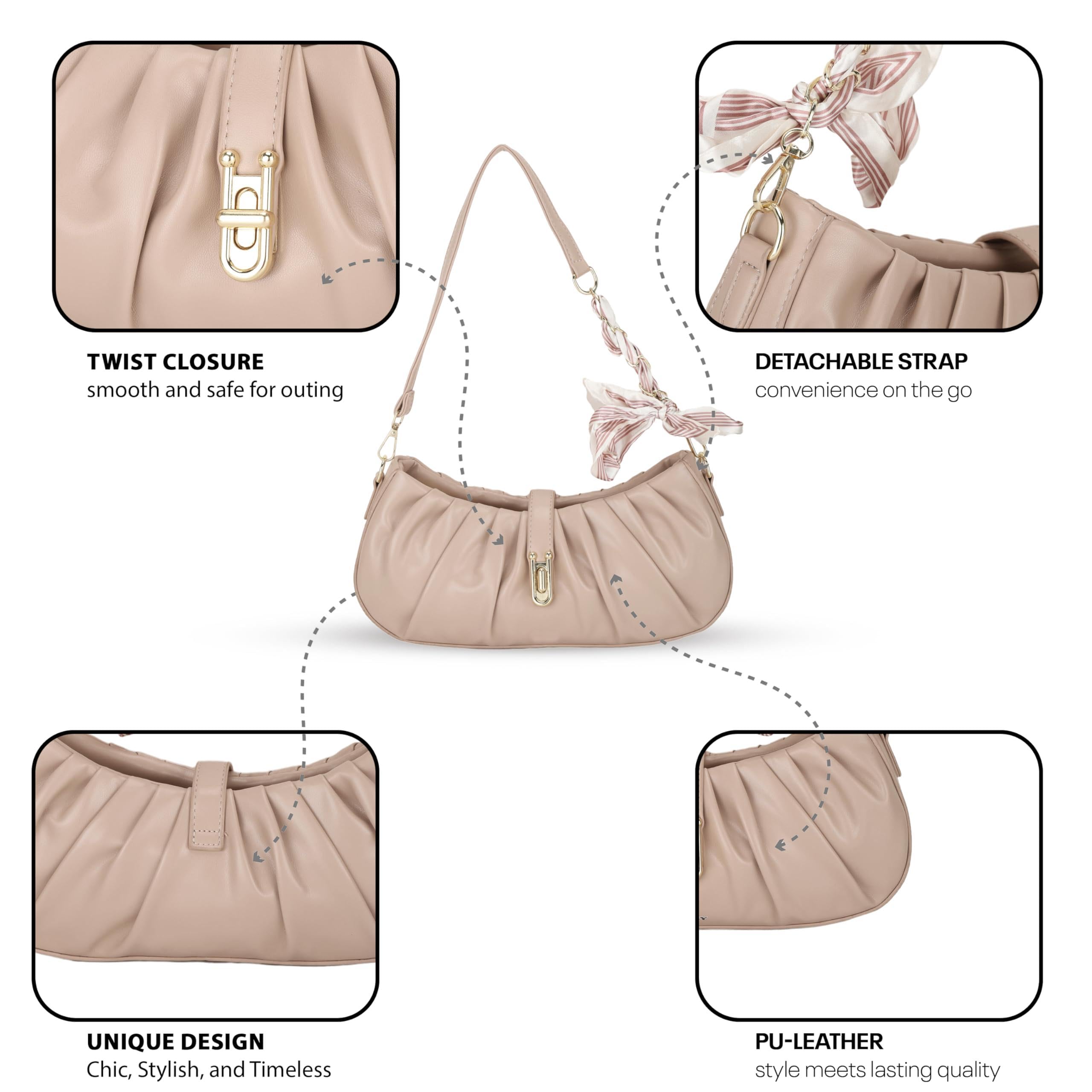 Stylish SIBY Pleated Handbags for Women - Trendy Crossbody & Shoulder Bags for Work, Travel & Evening Out