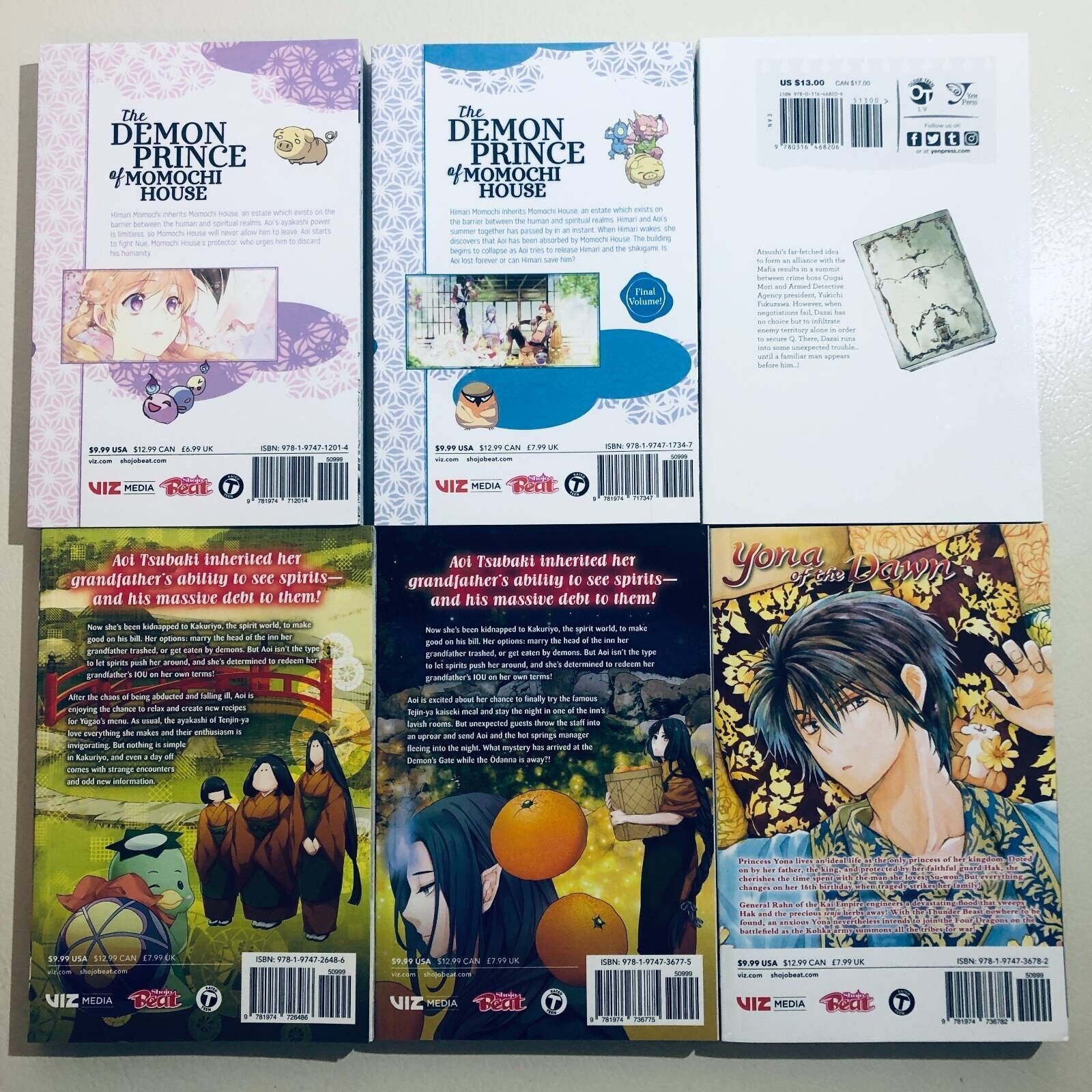 Demon Prince & Bungo Stray Dogs Manga Set - 6 Softcover Books Collection | Perfect for Anime Fans & Manga Collectors | Great Gift for Otaku Culture Enthusiasts