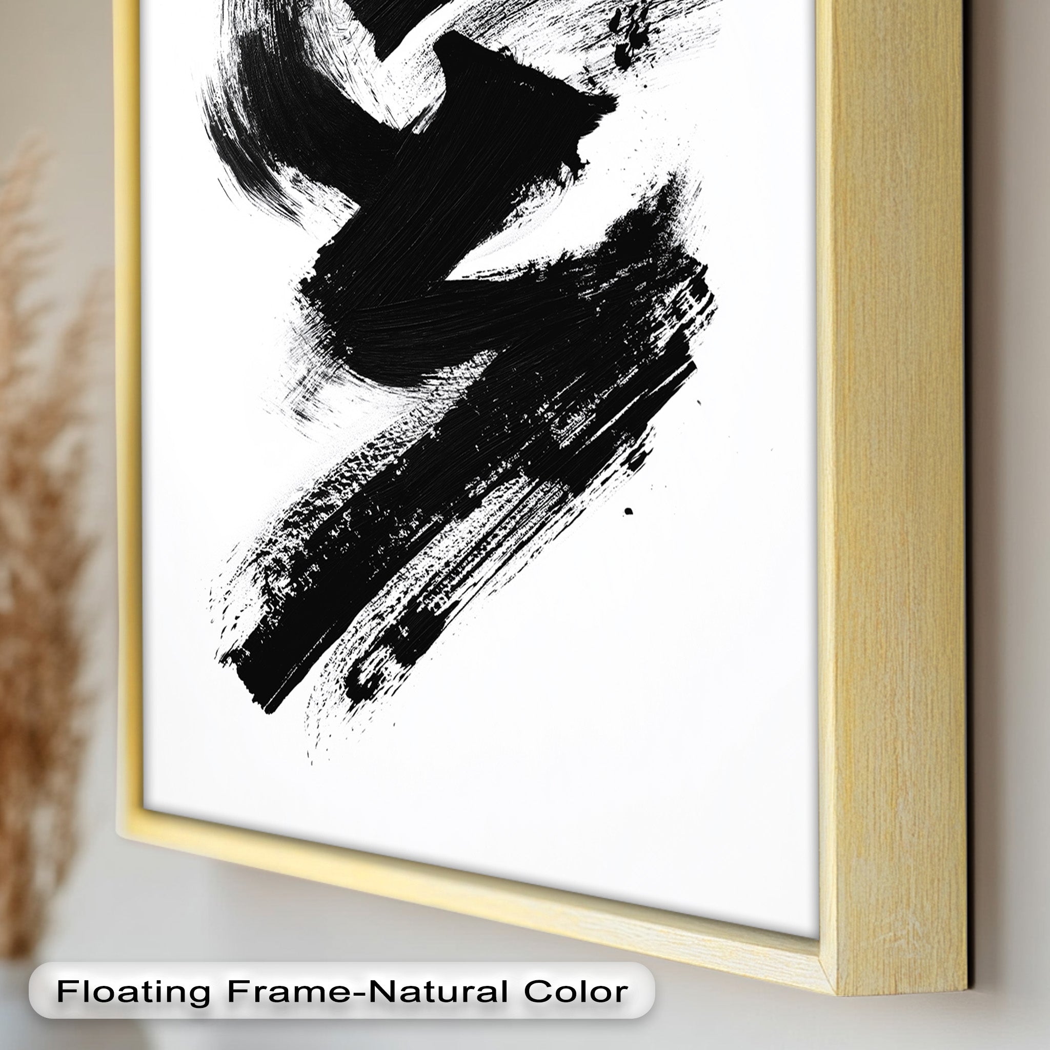 Black Brushstroke Abstract Oil Painting - Modern Wall Art for Living Room, Bedroom & Office Decor