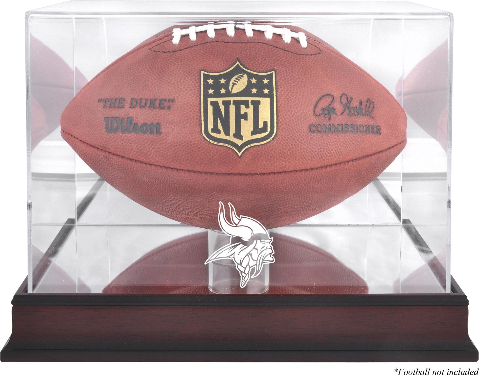 Minnesota Vikings Mahogany Wood Football Display Case with Mirror Back - Premium NFL Logo Memorabilia Showcase (Case Only) - Perfect for Collectibles, Awards, and Home Decor