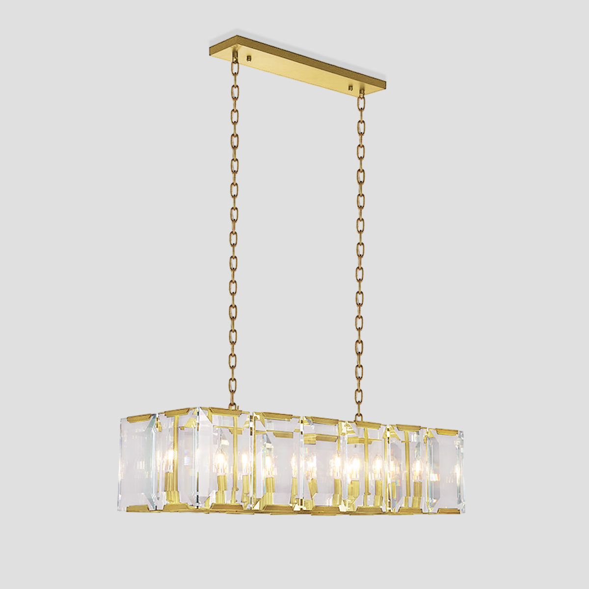 Apricity Crystal Rectangular Chandelier - Modern LED Ceiling Light Fixture for Dining Room, Living Room & Bedroom | Elegant Home Decor Lighting Solution