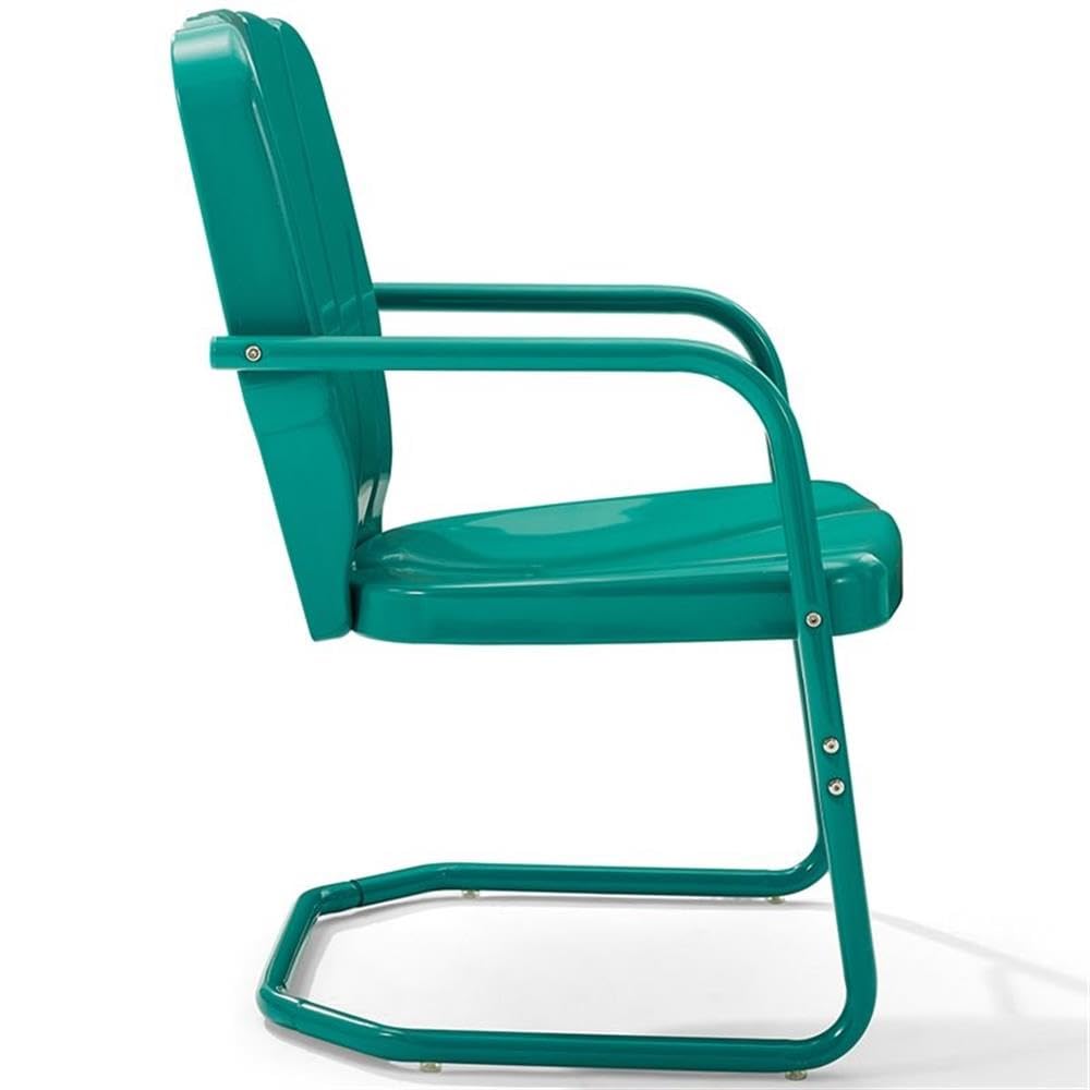 Pemberly Row Turquoise Gloss Metal Patio Chairs (Set of 2) - Outdoor Dining, Poolside Lounging, Garden Seating Furniture for Backyard & Patio