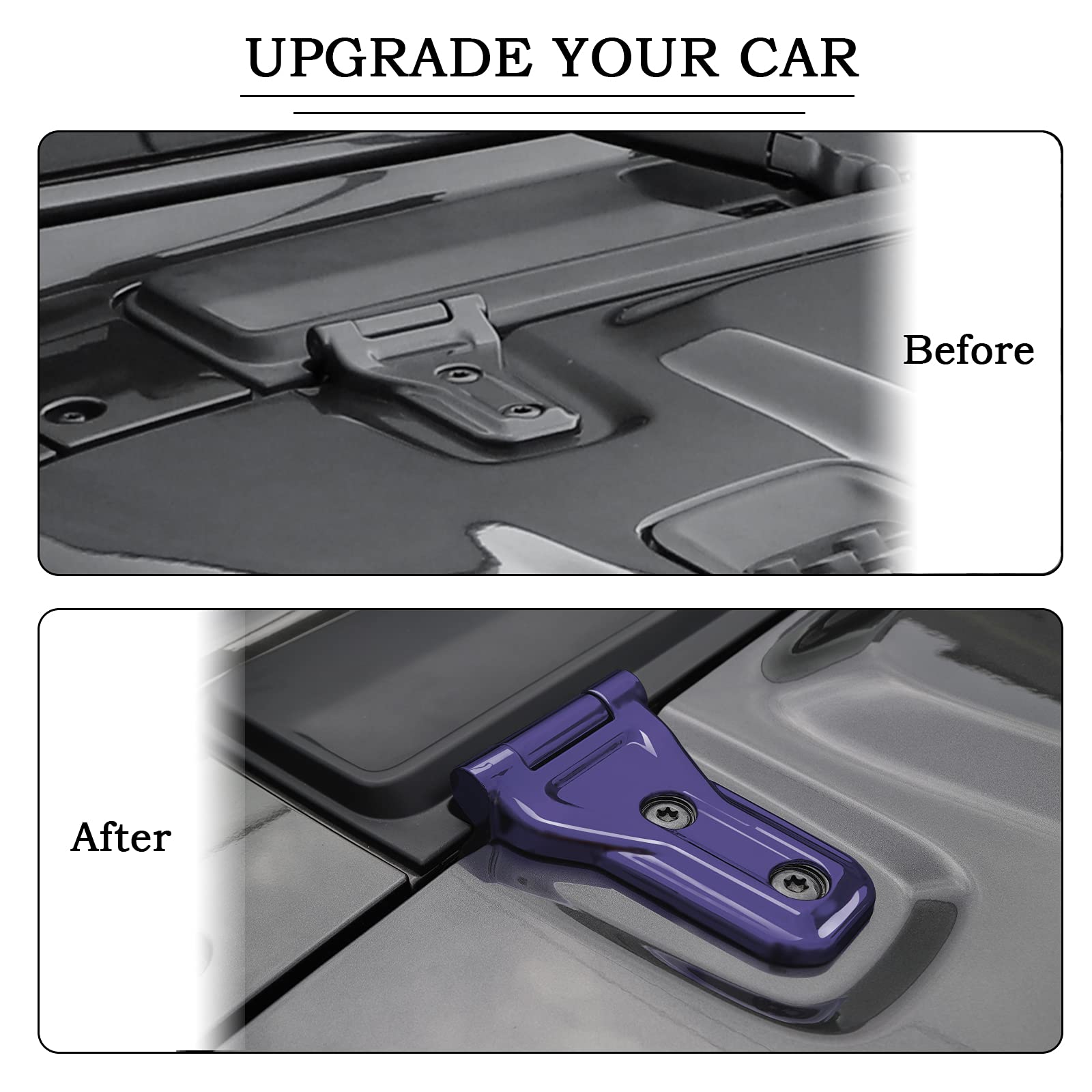 RT-TCZ Hood Hinge Cover for 2018-2023 Jeep Wrangler JL/JLU & Gladiator JT - Durable UV-Resistant Purple Exterior Trim - Off-Road Accessories & Car Customization Parts - Perfect for Jeep Mods, Trail Riding, and Show Car Upgrades