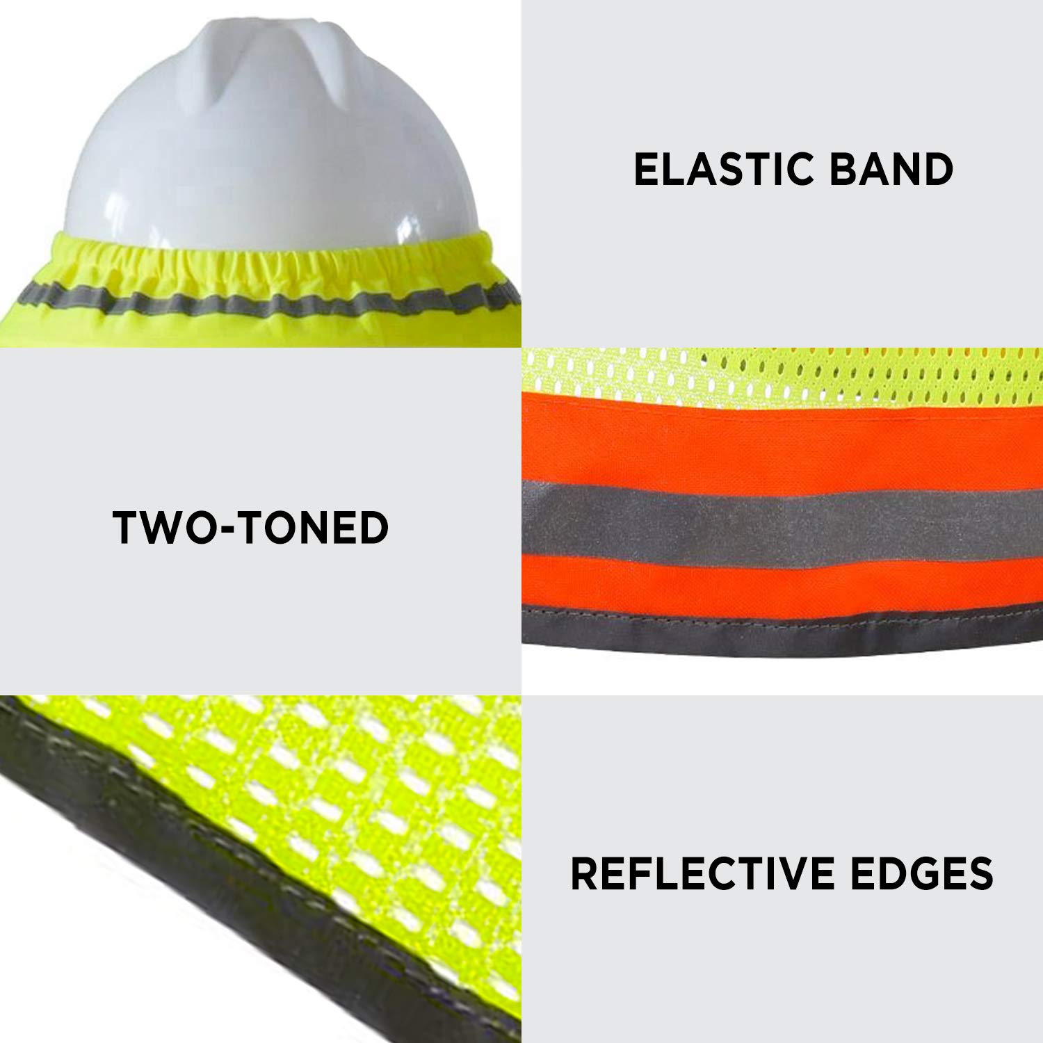 Wolf High-Visibility Orange Reflective Full-Brim Hard Hat with Mesh Sun Visor & Neck Shade - ANSI Certified for Construction, Road Work & Outdoor Safety