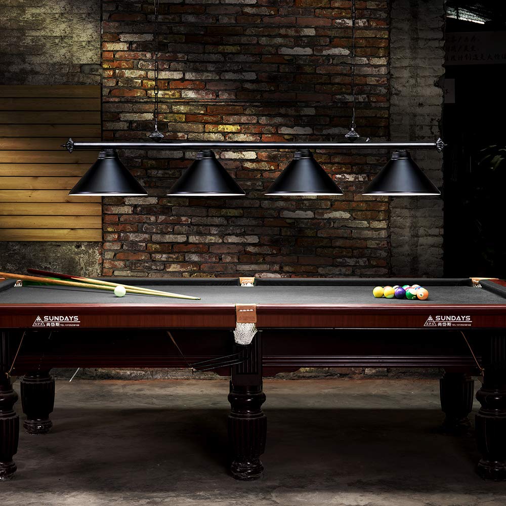 Wellmet 70 Inch 4-Light Modern Industrial Hanging Chandelier - Pool Table Lighting for 7ft 8ft Billiard Tables, Game Room & Kitchen Island Pendant Light with Lampshade | Perfect for Home Bars, Man Caves & Entertainment Spaces