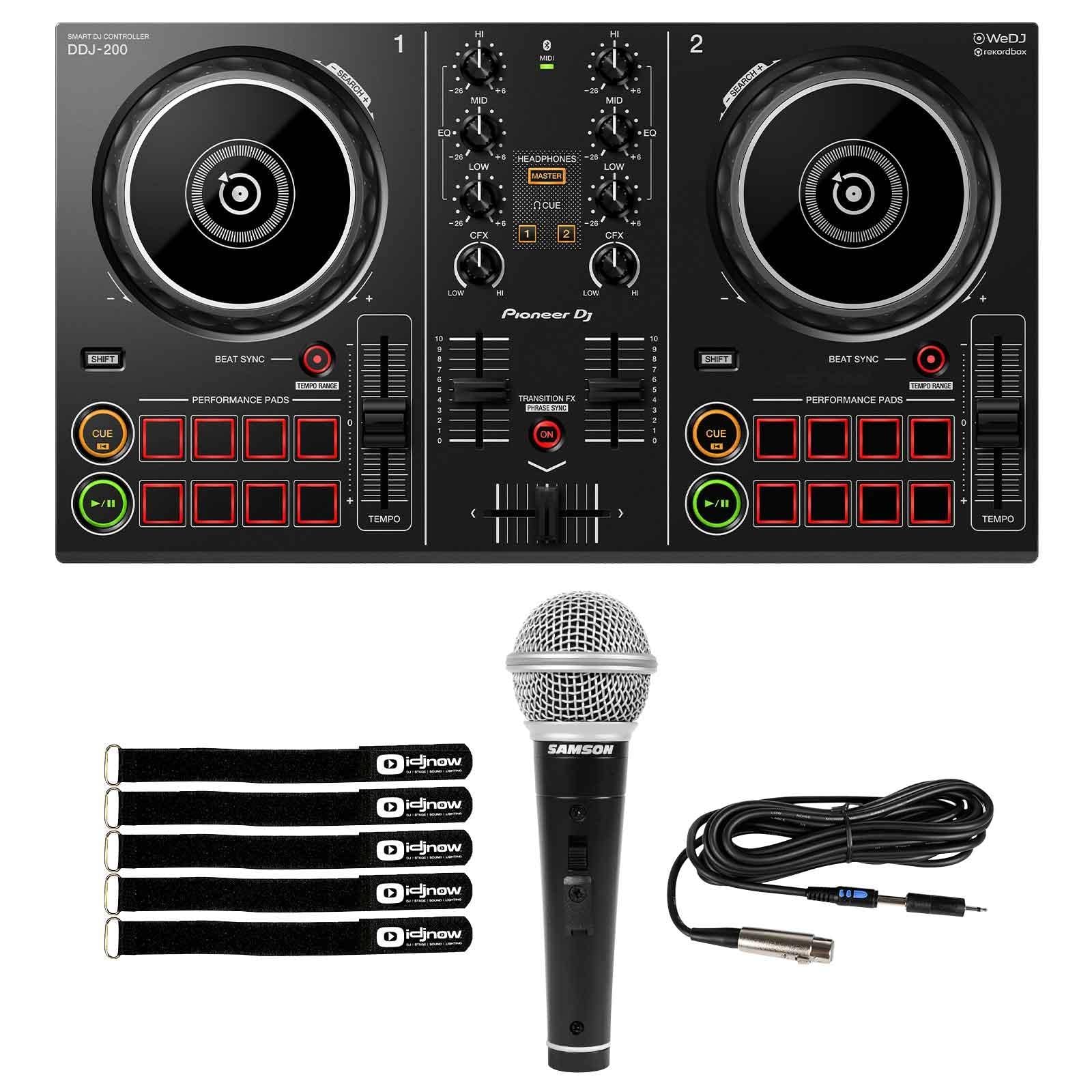 Pioneer DDJ-200 Portable DJ Controller - Compatible with Smartphone, Tablet, PC & Mac - Includes Microphone - Perfect for Home DJing, Parties & Live Performances