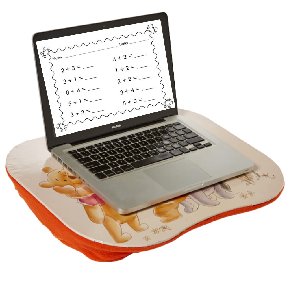 Winnie The Pooh Kids Lap Desk with Notebook & Tablet Holder - Portable Study & Play Desk for Home, School, Travel & Car Rides