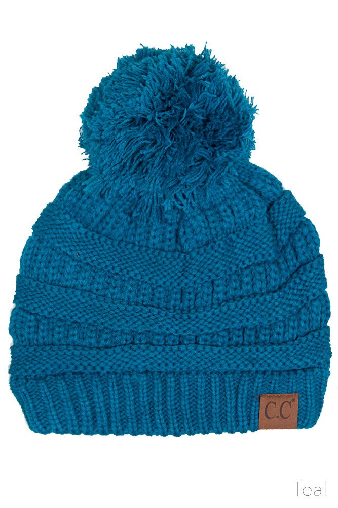 ScarvesMe Exclusive CC Knitted Beanie with Pom Pom - Soft Winter Hat for Women & Men - Perfect for Cold Weather, Outdoor Activities & Fashion Accessories