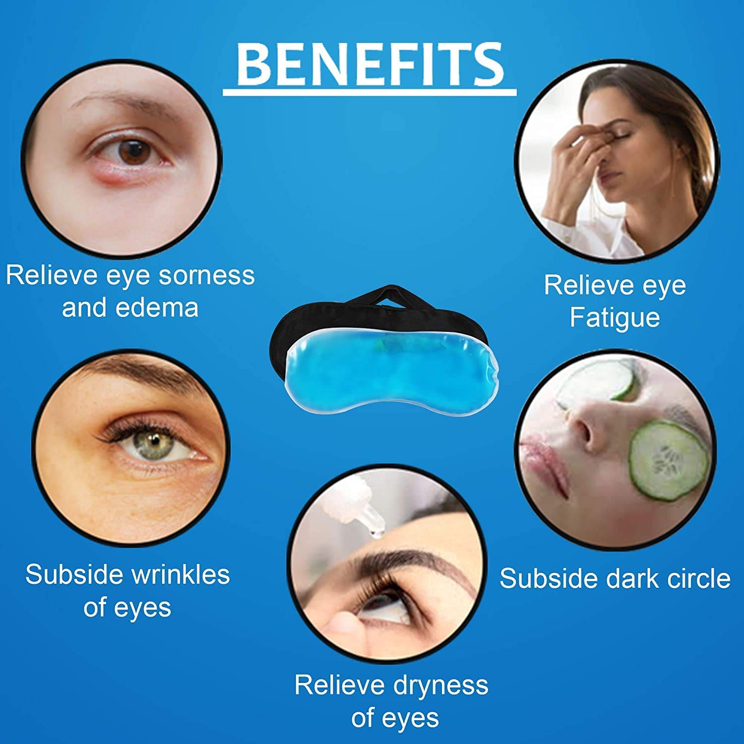 JK ENTERPRISE Cooling & Soothing Eye Mask with Rejuvenating Gel - Hot & Cold Therapy for Puffy Eyes, Dark Circles, Headaches Relief - Adjustable Stress Relief Mask for Relaxation at Home, Travel, and Work